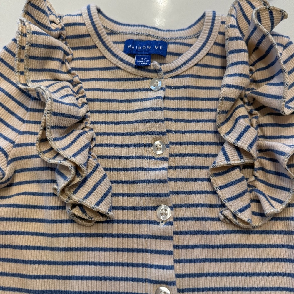 Maison Me Ruffle Stripe Shirt 4Y